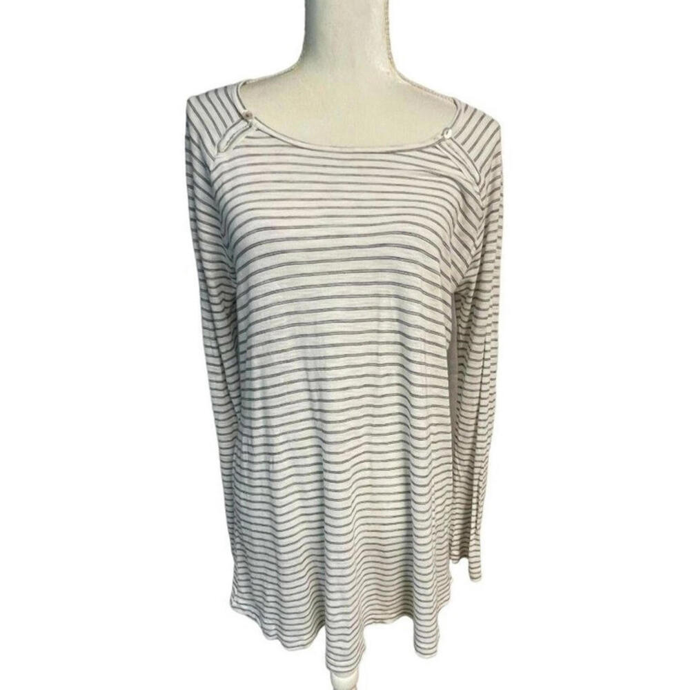 Anthropologie T.la White Black Stripes Long Sleeve Top Women's Shirt Small